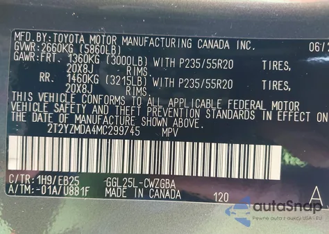 2021 Lexus Rx 350 F Sport Handling из США, поврежденный, VIN 2T2YZMDA4MC299745